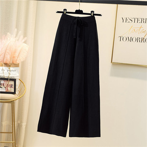 Classical Ladies Autumn New Arrival High Waist Loose Leg Solid Soft <strong>Wool</strong> <strong>Pants</strong> - Product Image 4