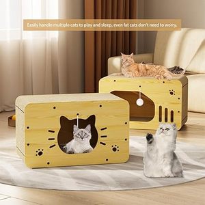Casa de diseño de madera para gatos, casa barata para interiores para gatos con tablero para rascar a la <span class=keywords><strong>venta</strong></span> - Product Image 2