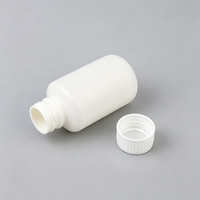Bouteille de stockage solide en PEHD de 3,38 oz, ronde, à épaulement, avec couvercle à vis nervuré pour emballage industriel pharmaceutique de pilules, capsules et granulés