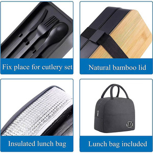 Lonchera Bento HYRI al por Mayor, Personalizada, en Oferta, con Tapa de Bambú, Bolsa Bento, 2 Capas, Reutilizable, con Tapa de Madera, para Camping - Product Image 2