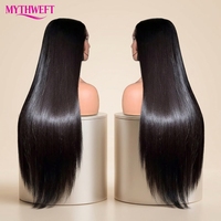 Perruque frontale transparente HD 13x4 13x6 en dentelle, cheveux humains naturels lisses, double épaisseur, vente en gros