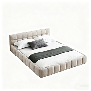 Luxury Queen Size Upholstered <strong>Bed</strong> <strong>Frame</strong> Thick Chenille Fabric Platform <strong>Bed</strong> Solid Wood <strong>Low</strong> Profile <strong>Frame</strong> - Product Image 6