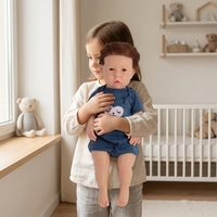 Poupée Reborn réaliste en silicone de 12 pouces, faite à la main, nouveau-né réaliste avec salopette à motif d'ours, cadeau pour filles et collectionneurs