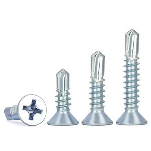 Vis autoperceuses à tête fraisée en acier au carbone, zinguées bleu-blanc, à tête plate Phillips, pour le plastique - Product Image 4