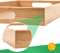 SINCERE Vente Chaude Rectangle Plateau De Service Alimentaire En Bois avec Poignée Plateau Multi-Usage Plateau De Service En Bambou Plateaux De Service Alimentaire