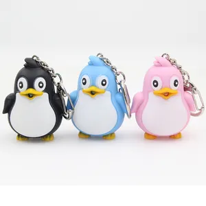 Custom Logo animal keyring penguin LED keychain