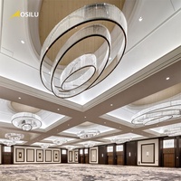 Lustre LED suspendu en cristal, grand anneau rond de luxe moderne et personnalisé, pour hall d'hôtel, villa