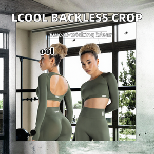 ชุดโยคะแขนยาวแบบครอป ดีไซน์ใหม่สุดเท่ ไร้สายรัดหลัง เอวสูง ไร้ตะเข็บ ระบายอากาศได้ดี ยืดได้สี่ทิศทาง ไซส์พลัส - Product Image 2