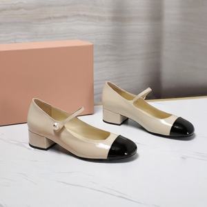Nouvelles Chaussures pour Femmes de Luxe de Créateur MIU à Bout Carré, à Enfiler, en Cuir Véritable, Talons D'Orsay de 4 cm, Idéales pour l'Été - Product Image 4