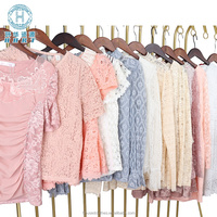 Atasan Jaring Bekas Grosir, Blus Wanita Transparan, Bahan Tipis, Sejuk, Nyaman untuk Musim Panas, Pakaian Bekas Grosir untuk Toko Barang Bekas