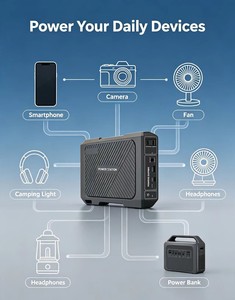 แบตเตอรี่สำรองพกพา 100W สถานีไฟฟ้าสำรองแบบพกพา เครื่องกำเนิดไฟฟ้าพลังงานแสงอาทิตย์ พร้อมไฟฉาย LED ชาร์จไฟ AC และชาร์จไฟด้วยพลังงานแสงอาทิตย์ - Product Image 3
