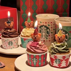Bear Shape Birthday Cake Candle With Polka Dot Hat For Children's Birthday Party Decoration - Product Image 5