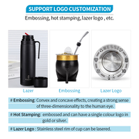 Kits de Yerba Maté en Cuir Faits Main Style Baroque Personnalisés, avec Gourde Thermos en Acier Inoxydable Sans BPA, Paille Bombilla et Tasse Classique pour Eau et Thé