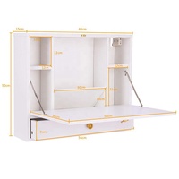 Petite table de bureau pliante murale flottante en bois blanche pour ordinateur portable