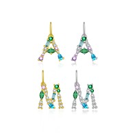 Collier Pendentif Lettre Initiale DIY en Argent Sterling 925 Plaqué Or 18K avec Zircon A-Z pour Dropshipping