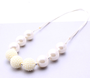 Collier pour enfants avec perles brillantes de 20 mm, perles en strass, perles rondes, collier épais, collier à cordon réglable pour petite fille, cadeaux pour bébés - Product Image 6