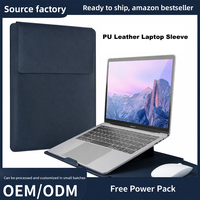 Funda de Piel Sintética para Portátil, Ajustable, Impermeable, Delgada, para Portátiles de 13, 14, 15.6 y 16 Pulgadas, con Compartimento para Cable de Alimentación