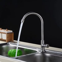 Robinet de cuisine moderne en acier inoxydable à poignée unique pour eau froide, avec cartouche céramique, à un trou, à poser sur comptoir, pour la maison - Vente chaude