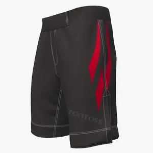 Custom Plain Black Men Fighting Grapple Compresión Transpirable Quick Dry MMA Shorts