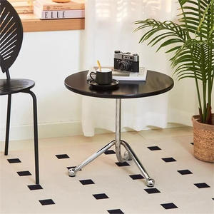 โต๊ะกาแฟทรงกลมทันสมัยพร้อมฐานหมุนได้ ท็อปกระจก โต๊ะข้างห้องนั่งเล่นสไตล์มินิมอลสำหรับพื้นที่ขนาดเล็ก - Product Image 4