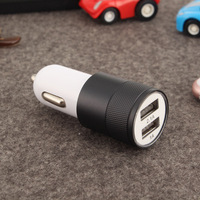 Petit chargeur de voiture en acier, double USB, en alliage d'aluminium, 2.1A