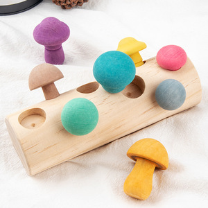 Jeu de cueillette de champignons en bois 26x13x6cm, jouet éducatif pour bébés, développement des compétences de reconnaissance des couleurs - Product Image 3