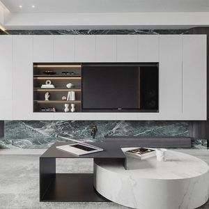 Mueble para TV de Melamina con Cristal, Diseño Simple, Partición de Madera Contrachapada, Mueble Flotante para TV de Salón Moderno 2023 - Product Image 5