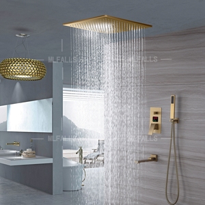 Sản phẩm mới nhất hiển thị kỹ thuật số chải vàng vòi hoa sen Set 3 chức năng sang trọng phòng tắm vòi hoa sen vòi - Product Image 2