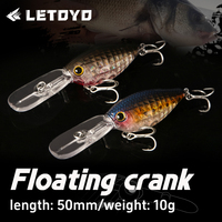 LETOYO 10g 50mm Long Tongue Crank Bait 3D Laser Mini Leurre de pêche Deep Dive Crank Lure pour Bass Mandarin Fish
