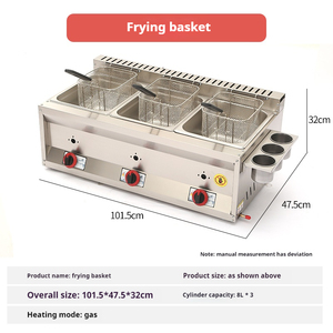 Venda quente 8L + 8L + 8L Aço Counter Top <span class=keywords><strong>LPG</strong></span> Gás Fritadeira Profunda Com 3 Cesta Máquina De Frango Frito Fritadeira Comercial Inoxidável - Product Image 6