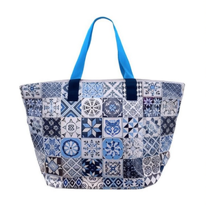 Borsa da Spiaggia in PVC Impermeabile con Stampa Digitale Stile Etnico a Quadri 61x38x25cm con Piccola Tracolla - Product Image 2