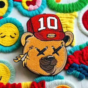 Custom 3D Embroidered Iron-on Chenille Patches Morale Bear Design Twill Fabric Be Mine Clothes Patches Embroidery Christmas