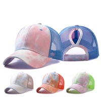 X & Y Haute Qualité Personnalisé Vierge Tie Dye Design Gorras Sport CapTrucker Mesh Ponytail Casquette de Baseball pour Femmes Hommes Casquette D'été