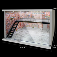 Diorama de garage automobile à l'échelle 1/64 avec éclairage LED USB, vitrine réaliste pour voitures miniatures et modèles réduits