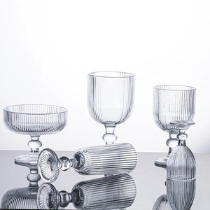 Copa de vino acanalada de cristal Vintage personalizada, diseño en relieve, gafas verticales, copa de vino de colores para fiesta, boda - Product Image 4