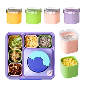 New Creative Silicone Bento Lunch Box Use Fruit Snack Food Storage Dividers Container