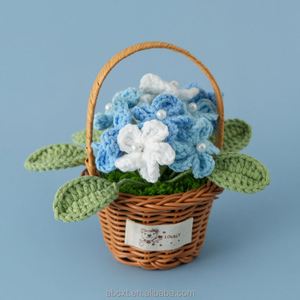 Panier de fleurs en pot multi-têtes « Ne me quitte pas », petit panier à fleurs tricoté, panier à fleurs coloré fait main au crochet - Product Image 3
