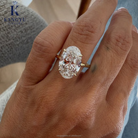 Kangyu Schmuck Maßgefertigter 18k Labor-Gezüchteter Ovaler D-Farbiger Diamant Damen-Verlobungsring IGI-Zertifiziert Gefüllte VVS/VS-Reinheit Gold