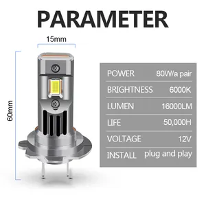 H7 Led 라이트 Canbus 6000k 16000Lm 할로겐 교체 자동차 자동차 램프 H7 Led 헤드 라이트 전구 자동차