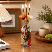 Ensemble de bougies éternelles 3 pièces, bougeoirs en métal doré, bougies à huile rechargeables sans fumée, boîte cadeau pour la décoration de table à la maison
