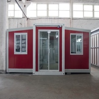 Promotion : Maison conteneur modulaire extensible Allstar en acier, design moderne et luxueux, avec porte, panneaux sandwich, carport inclus, garantie 5 ans, couleur verte.