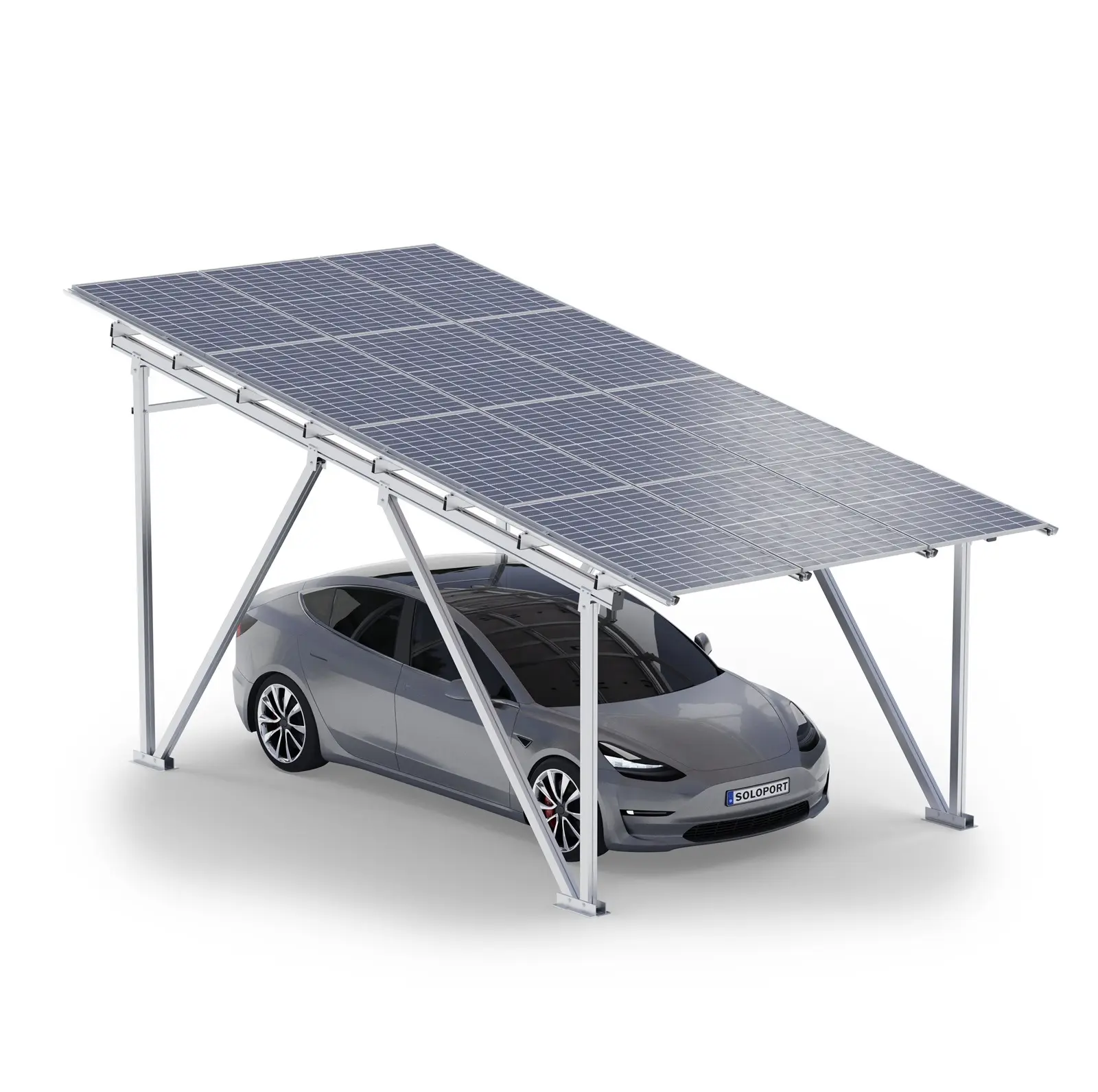 SoloportブランドSPG5アルミニウム構造ソーラーカーポートソーラーパネル付き電気自動車充電ステーション駐車場ポート