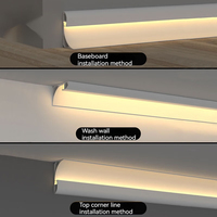 Rondelles murales LED à fente linéaire sans plafond Lampe de ligne de plinthe d'angle supérieure lumineuse avec lampe de retour LED pour une installation lumineuse
