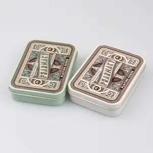 定制印刷金属铰链扑克游戏扑克牌锡盒薄荷信用卡包装容器