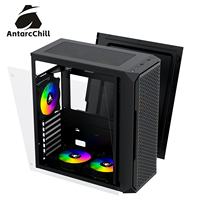 Gabinete de Computadora para Juegos AntarcChill Negro, Formato ATX, Diseño de Malla Frontal, Acero, USB 3.0, Alto Rendimiento de Refrigeración, Directo de Fábrica, OEM