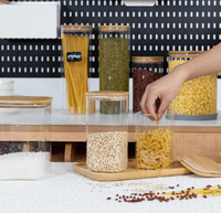 Vente en gros de couvercles carrés en bambou écologiques de qualité alimentaire avec anneau d'étanchéité, bouchon de bouteille durable pour le stockage de bocaux de 52 OZ