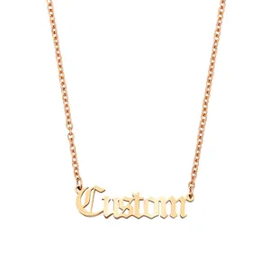 Benutzer definierte Namen 18 Karat Gold Vakuum beschichtete Edelstahl Halskette Personal isierte Brief Halskette für Frauen Benutzer definierte Namen Halskette