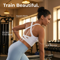 Soutien-gorge de sport pour femme à maintien élevé, bretelles croisées, col carré, Raitis BR010, antichoc pour la course à pied