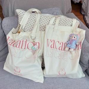 Eco Friendly Pink Foldable Shopping Bag Custom Logo Tote Bag Reusable Lightweight Washable Canvas Grocery Bag - Product Image 2