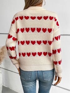 Custom Women's <strong>Valentine</strong> Heart Sweater Loose Casual Long Sleeve Ribbed Pullover <strong>Jumper</strong> Tops for Winter Crew Neck Knit Sweater - Product Image 5
